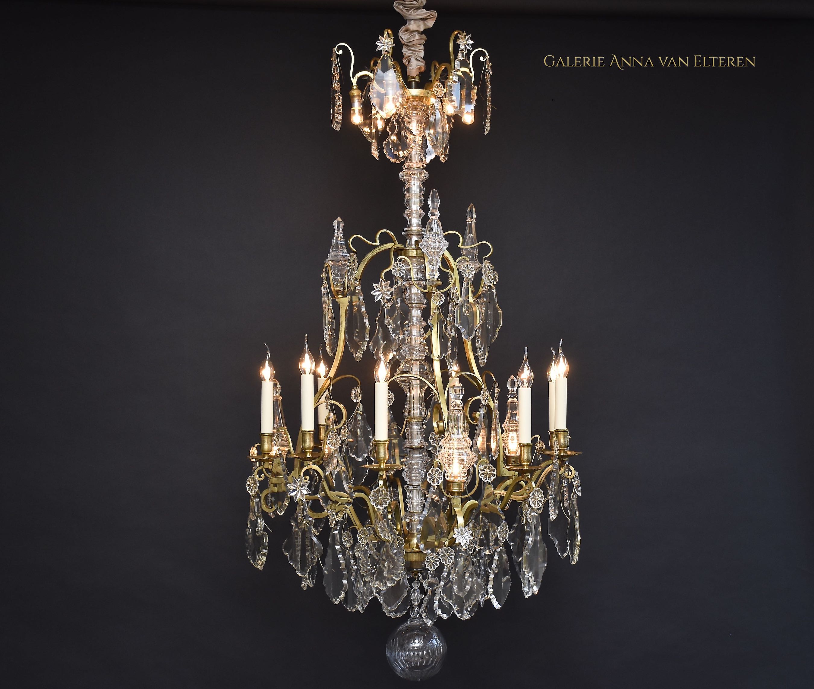 19th c. large gilt bronze French chandelier