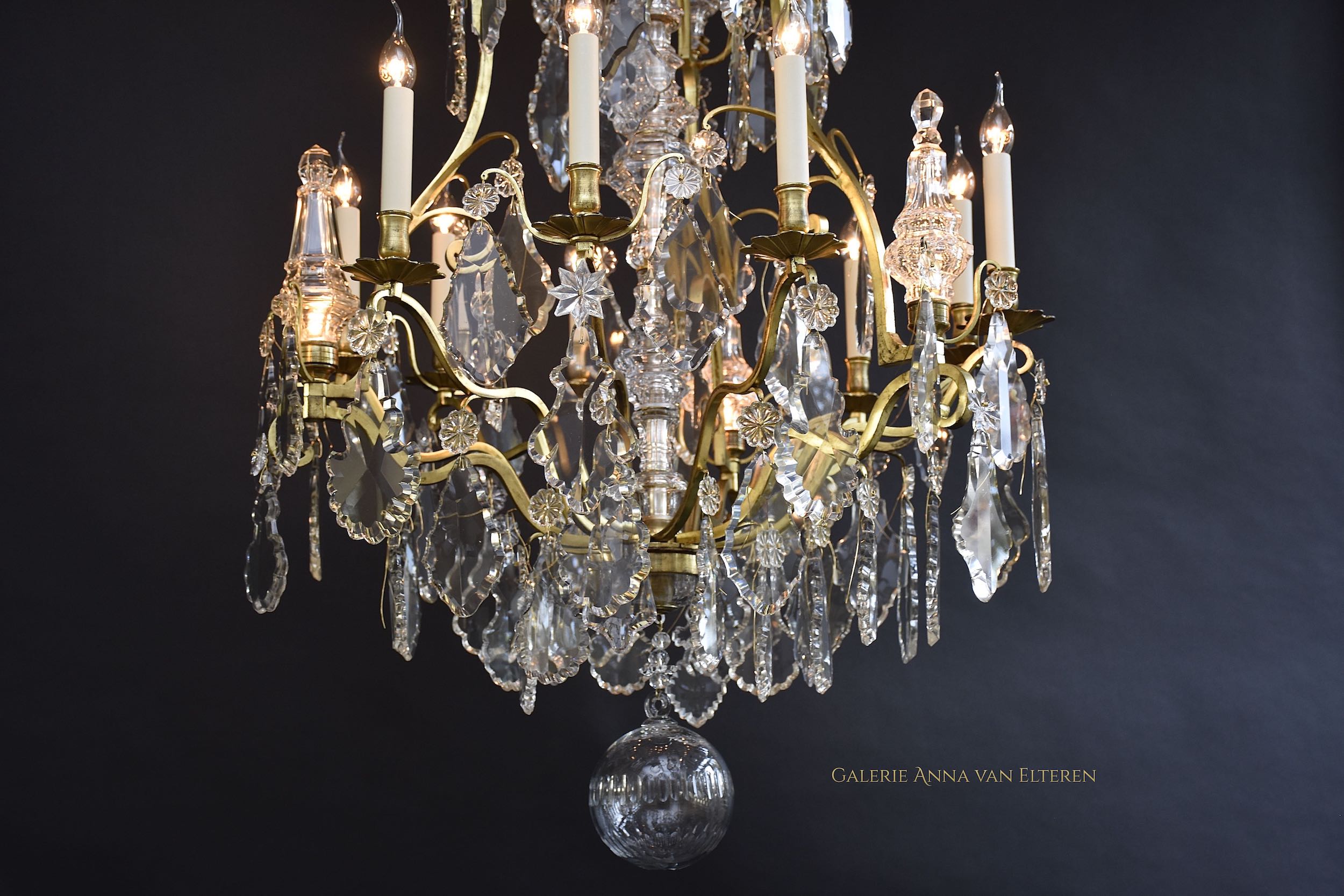 19th c. large gilt bronze French chandelier