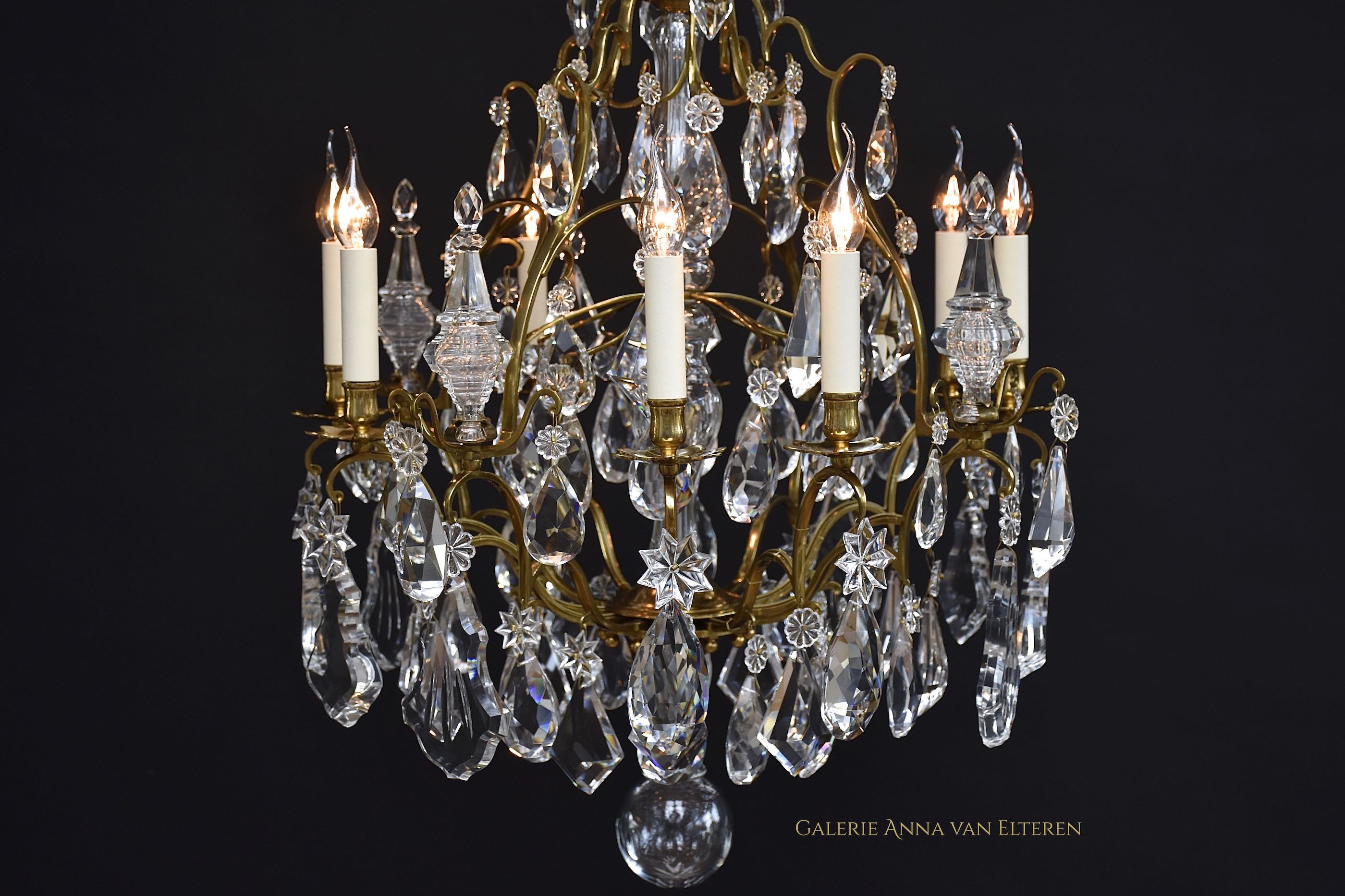 Large crystal  cage chandelier in the style of Louis XV