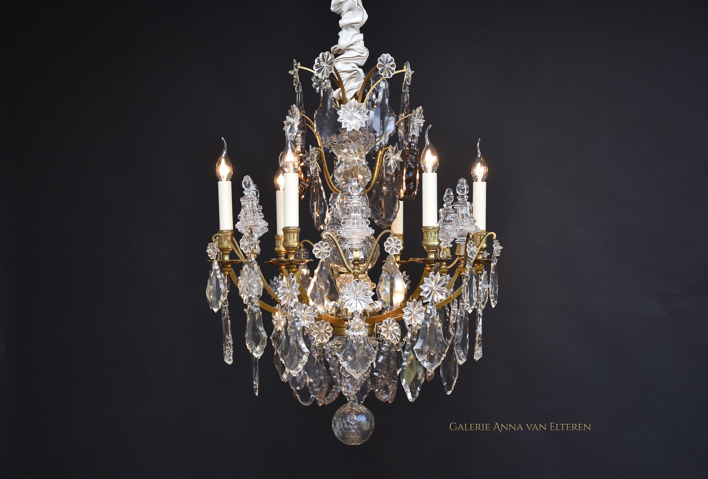 19th c. gilt bronze Baccarat chandelier