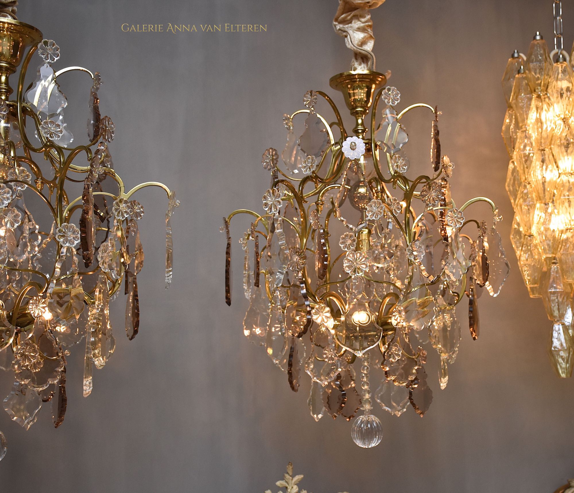 A pair of crystal chandeliers/ lanterns