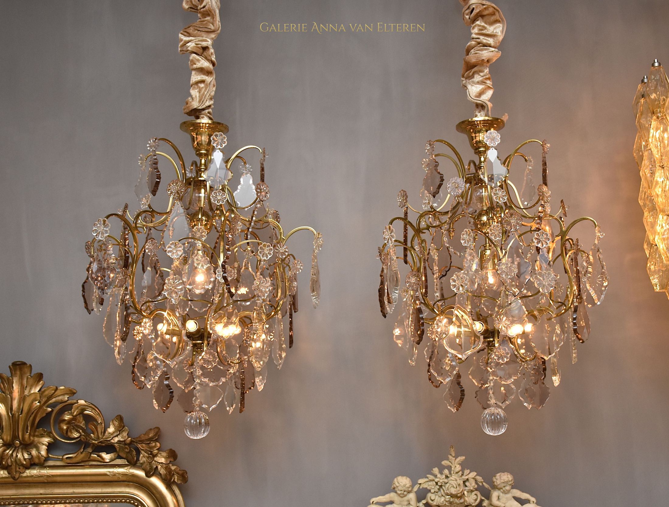 A pair of crystal chandeliers/ lanterns