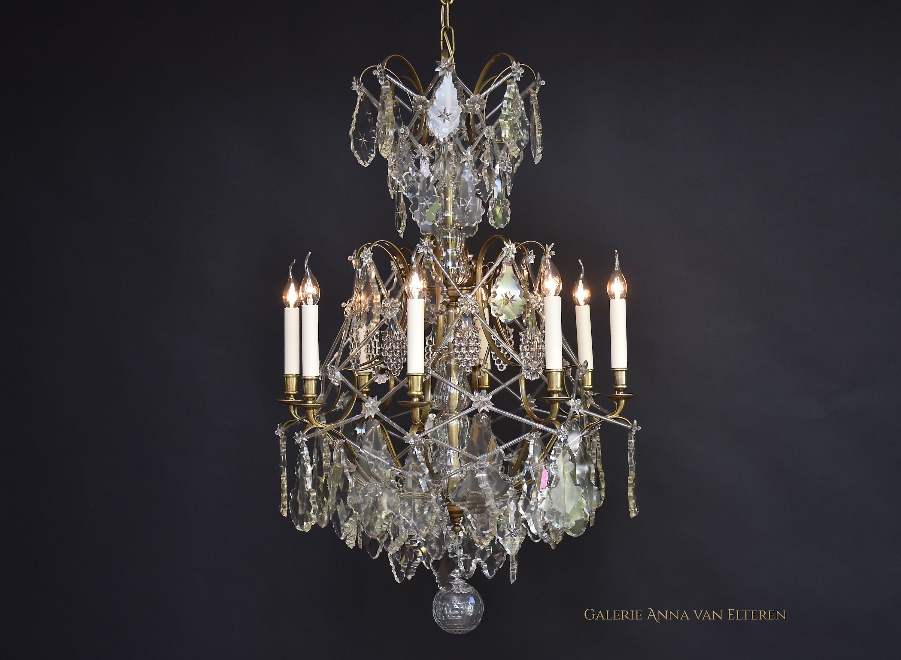 Antique Rococo style crystal chandelier