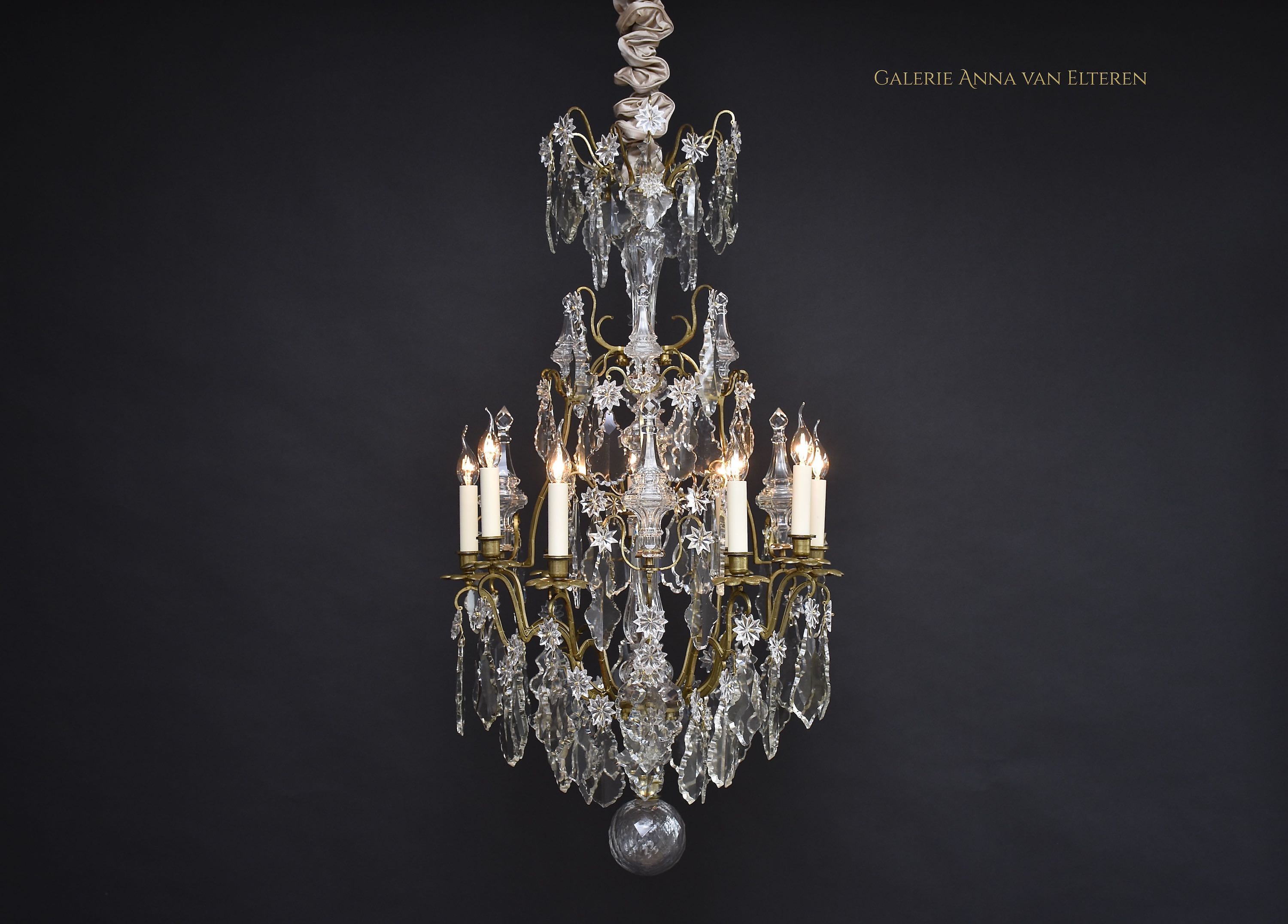 19th c. French gilded Baccarat chandelier in the style of Louis XV