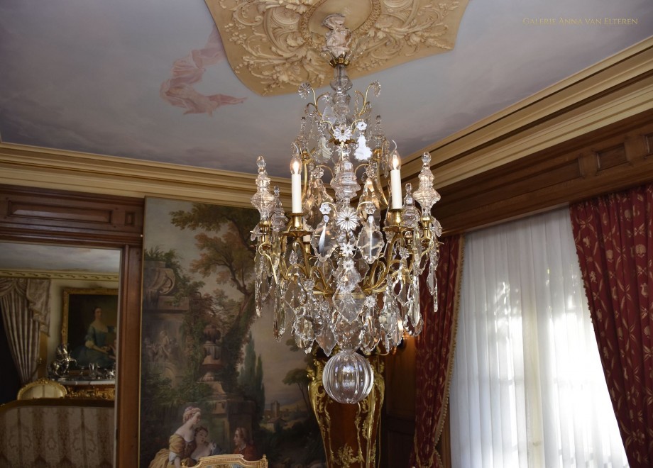 18th c. gilt bronze chandelier in a classic interior