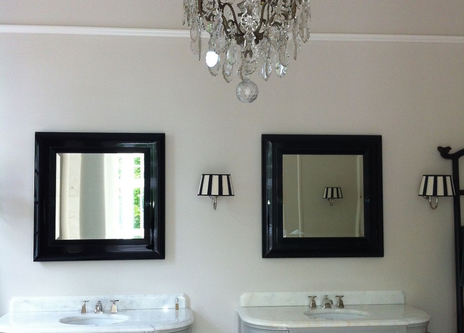 Antique French chandelier in the bathroom